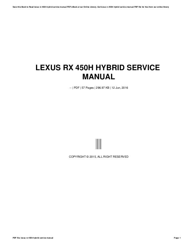 Lexus Gs450h Workshop Manual